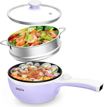 Load image into Gallery viewer, Dezin Hot Pot Electric Upgraded, Non-Stick Sauté Pan, Rapid Noodles Electric Pot, 1.5L Mini Portable Hot Pot for Steak, Egg, Fried Rice, Ramen, Oatmeal, Soup with Power Adjustment
