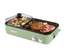 Load image into Gallery viewer, Topwit Hot Pot Electric with Grill, 2 in 1 Indoor Non-Stick Electric Pot and Griddle for Korean BBQ, Steaks, Shabu Shabu and Noodles, Independent Dual Temperature Control, Fast Heating