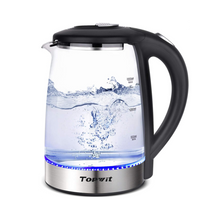 Load image into Gallery viewer, TOPWIT Electric Kettle Glass Hot Water Kettle, 2.0L Water Warmer, BPA-Free Stainless Steel Lid & Bottom, Tea Kettle with Fast Heating, Auto Shut-Off & Boil Dry Protection