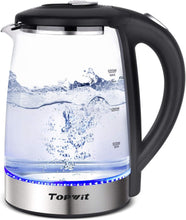 Load image into Gallery viewer, TOPWIT Electric Kettle Glass Hot Water Kettle, 2.0L Water Warmer, BPA-Free Stainless Steel Lid & Bottom, Tea Kettle with Fast Heating, Auto Shut-Off & Boil Dry Protection