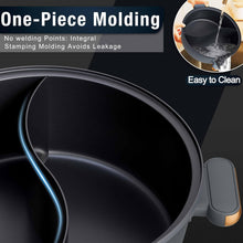 Load image into Gallery viewer, Dezin Hot Pot Electric with Divider, 6L Double-Flavor Shabu Shabu Pot, Dual Sided Removable Non-Stick Hotpot Pot Electric, 3" Depth Chinese Hot Pot with Multi-Power Control, 2 Silicone Ladles Included