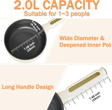 Load image into Gallery viewer, TOPWIT Hot Pot Electric with Steamer, 2L Multifunctional Electric Pot, Non-Stick Fring Pan, Portable Pot for Steak, Fried Rice, Ramen