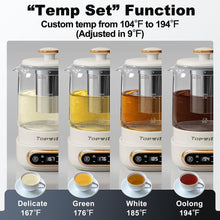 Load image into Gallery viewer, Topwit Electric Tea Kettle, 11 Temperature Control & 4 Presets Glass Kettle with Removable Infuser, 0.8L Electric Kettle for Coffee, Formula, Tea Maker with 8H Keep Warm, Boil-dry Protec