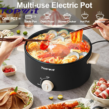 Load image into Gallery viewer, TOPWIT Hot Pot Electric, 4L Electric Pot with Non-Stick Coating, Dual Power Electric Cooker for Deep Frying, Steak, Pasta, Multi-Functional Large Capaity Shabu Shabu Pot for Party, Gathering, Black