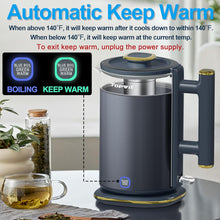 Load image into Gallery viewer, Topwit Electric Kettle, 1.5L Electric Tea Kettle Double Wall, 1000W Glass Hot Water Kettle with Wide-Open Lid, Stainless Steel Plate Kettle Water Boiler, BPA Free, Auto Shut-Off & Boil-Dry Protect