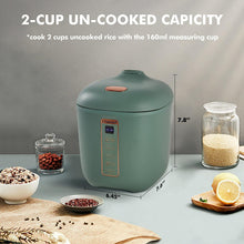 Load image into Gallery viewer, CHACEEF Mini Rice Cooker 2-Cups Uncooked, 1.2L Portable Non-Stick Small Travel Cooker, Smart Control Multifunction with 24 Hours Timer Delay & Keep Warm Function, Food Steamer, Beige
