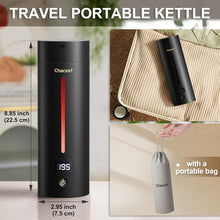 Load image into Gallery viewer, CHACEEF Travel Kettle Upgraded, Portable Electric Kettle, 350ml Small Electric Kettle with 5 Variable Presets, 304 Stainless Steel Mini Hot Water Boiler with Auto Shut-Off & Boil Dry Protection, Black