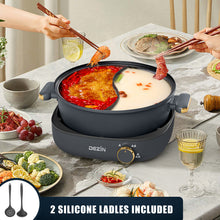 Load image into Gallery viewer, Dezin Hot Pot Electric with Divider, 4L Electric Shabu Shabu with Dual-Flavor Pot,3.7" Depth Nonstick Dual Side with Multi-Power Control for Party, Family and Friend Gathering