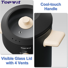 Load image into Gallery viewer, TOPWIT Hot Pot Electric, 4L Electric Pot with Non-Stick Coating, Dual Power Electric Cooker for Deep Frying, Steak, Pasta, Multi-Functional Large Capaity Shabu Shabu Pot for Party, Gathering, Black