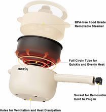Load image into Gallery viewer, Dezin Electric Cooker, 2L Non-Stick Sauté Pan, Rapid Noodles Cooker, Mini Pot for Ramen with Power Adjustment, Dorm Room Essential