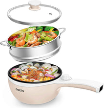 Load image into Gallery viewer, Dezin Hot Pot Electric Upgraded, Non-Stick Sauté Pan, Rapid Noodles Electric Pot, 1.5L Mini Portable Hot Pot for Steak, Egg, Fried Rice, Ramen, Oatmeal, Soup with Power Adjustment