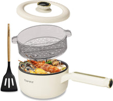 Load image into Gallery viewer, TOPWIT Hot Pot Electric with Steamer, 2L Multifunctional Electric Pot, Non-Stick Fring Pan, Portable Pot for Steak, Fried Rice, Ramen