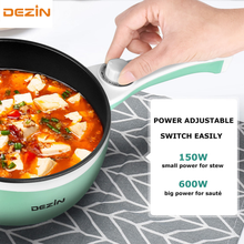 Load image into Gallery viewer, Dezin Hot Pot Electric Upgraded, Non-Stick Sauté Pan, Rapid Noodles Electric Pot, 1.5L Mini Portable Hot Pot for Steak, Egg, Fried Rice, Ramen, Oatmeal, Soup with Power Adjustment