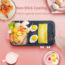 Load image into Gallery viewer, Topwit Hot Pot Electric with Grill, 2 in 1 Indoor Non-stick for Steaks, Shabu Shabu, Noodles, Simmer and Fry, Korean BBQ Grill, Independent Dual Temperature Control, Pink