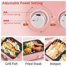Load image into Gallery viewer, Topwit Hot Pot Electric with Grill, 2 in 1 Indoor Non-stick for Steaks, Shabu Shabu, Noodles, Simmer and Fry, Korean BBQ Grill, Independent Dual Temperature Control, Pink