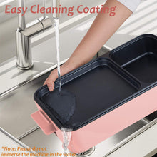 Load image into Gallery viewer, Topwit Hot Pot Electric with Grill, 2 in 1 Indoor Non-stick for Steaks, Shabu Shabu, Noodles, Simmer and Fry, Korean BBQ Grill, Independent Dual Temperature Control, Pink