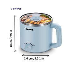 Load image into Gallery viewer, Topwit Hot Pot Electric, Electric Pot, 1.6L Ramen Cooker, Multifunctional Electric Cooker for Pasta, Shabu-Shabu, Oatmeal, Soup and Egg with Over-Heating Protection, Boil Dry Protection