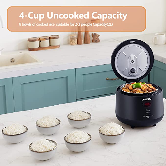 Mini Rice Cooker 3 Cups Uncooked, Non-Stick Small Rice Cooker with Food  Steamer