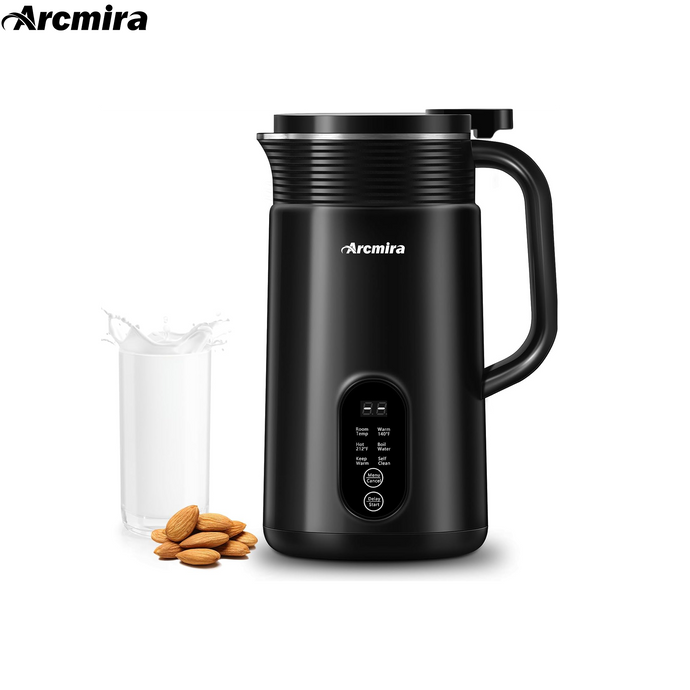 Arcmira Nut Milk Machine. 20 oz(600ml) Homemade Almond, Oat, Soy, Plant-Based Milk and Non-Dairy Beverages, Almond Milk Maker with Delay Start/Keep Warm/Boil Water, Soy Milk Maker with Nut Milk Bag