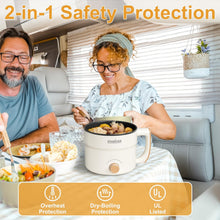 Load image into Gallery viewer, Stariver 1.5L Electric Hot Pot with Dual Power - Mini Portable Non-Stick Noodle Cooker for Ramen, Soup, Pasta, Egg, Oatmeal - Overheat &amp; Boil-Dry Protection - Ideal for Dorm, Office, Travel Gift
