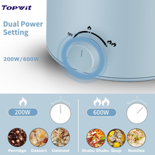 Load image into Gallery viewer, Topwit Hot Pot Electric, Electric Pot, 1.6L Ramen Cooker, Multifunctional Electric Cooker for Pasta, Shabu-Shabu, Oatmeal, Soup and Egg with Over-Heating Protection, Boil Dry Protection
