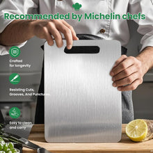Load image into Gallery viewer, 3 Pack Titanium Cutting Boards for Kitchen,100% Pure Titanium, Cutting Edge Hygiene &amp; Durability, Double-sided food-grade Cutting Board For Meats Fruist And Vegetables,Easy to Clean（M+L+XL)
