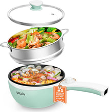 Load image into Gallery viewer, Dezin Hot Pot Electric Upgraded, Non-Stick Sauté Pan, Rapid Noodles Electric Pot, 1.5L Mini Portable Hot Pot for Steak, Egg, Fried Rice, Ramen, Oatmeal, Soup with Power Adjustment
