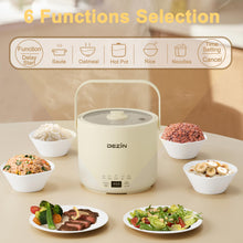 Load image into Gallery viewer, Dezin Mini Rice Cooker 2 Cups Uncooked, 1L Small Ramen Cooker, Portable Travel Electric Pot, Multi-function Non-Stick Electric Cooker, Rice Maker with Timer Delay &amp; Keep Warm Function, Beige
