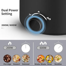 Load image into Gallery viewer, Topwit Hot Pot Electric, Electric Pot, 1.6L Ramen Cooker, Multifunctional Electric Cooker for Pasta, Shabu-Shabu, Oatmeal, Soup and Egg with Over-Heating Protection, Boil Dry Protection, Black
