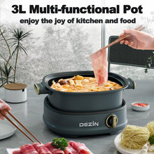 Load image into Gallery viewer, Dezin Electric Shabu Shabu Pot with Removable Pot, 3L Non-Stick Hot Pot Electric with Steamer and Grill Pan, 3-in-1 Electric Pot with Dual-Power Control for Party, Family and Friend Gathering
