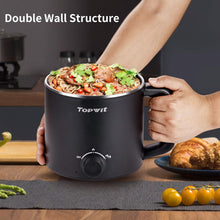 Load image into Gallery viewer, Topwit Hot Pot Electric, Electric Pot, 1.6L Ramen Cooker, Multifunctional Electric Cooker for Pasta, Shabu-Shabu, Oatmeal, Soup and Egg with Over-Heating Protection, Boil Dry Protection, Black
