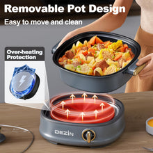 Load image into Gallery viewer, Dezin Electric Shabu Shabu Pot with Removable Pot, 3L Non-Stick Hot Pot Electric with Steamer and Grill Pan, 3-in-1 Electric Pot with Dual-Power Control for Party, Family and Friend Gathering
