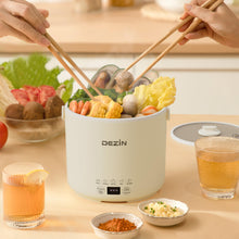 Load image into Gallery viewer, Dezin Mini Rice Cooker 2 Cups Uncooked, 1L Small Ramen Cooker, Portable Travel Electric Pot, Multi-function Non-Stick Electric Cooker, Rice Maker with Timer Delay &amp; Keep Warm Function, Beige
