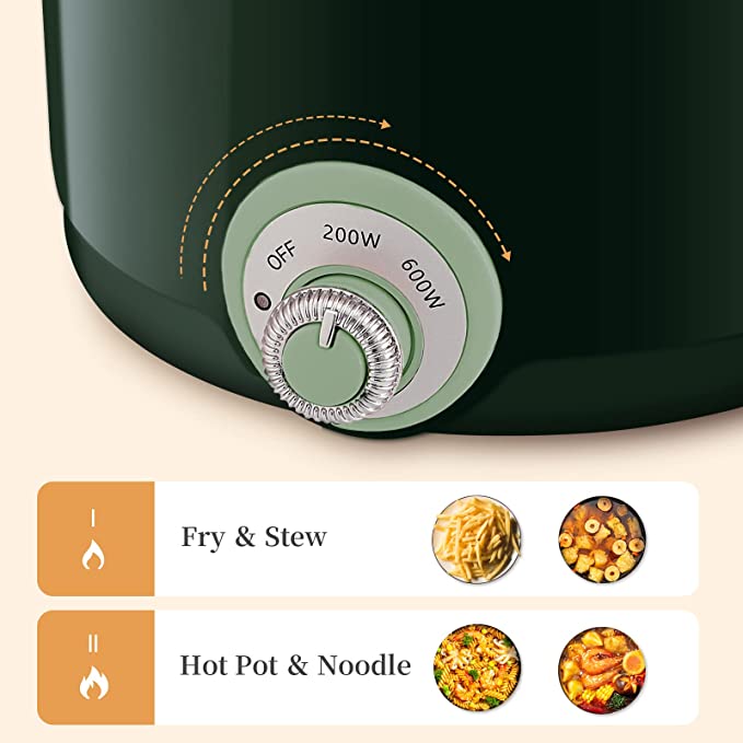 Dezin Electric Hot Pot, 1.5L Rapid Noodles Cooker, NonStick Mini Pot