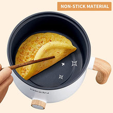 Load image into Gallery viewer, Dezin Electric Hot Pot with Steamer, 1.5L Non-stick Ramen Cooker, 2 in 1 Shabu Shabu Hot Pot, Multifunctional Cooker with Overheating Protection for Stew, Noodles (Egg Rack Included)
