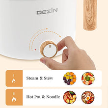 Load image into Gallery viewer, Dezin Electric Hot Pot with Steamer, 1.5L Non-stick Ramen Cooker, 2 in 1 Shabu Shabu Hot Pot, Multifunctional Cooker with Overheating Protection for Stew, Noodles (Egg Rack Included)
