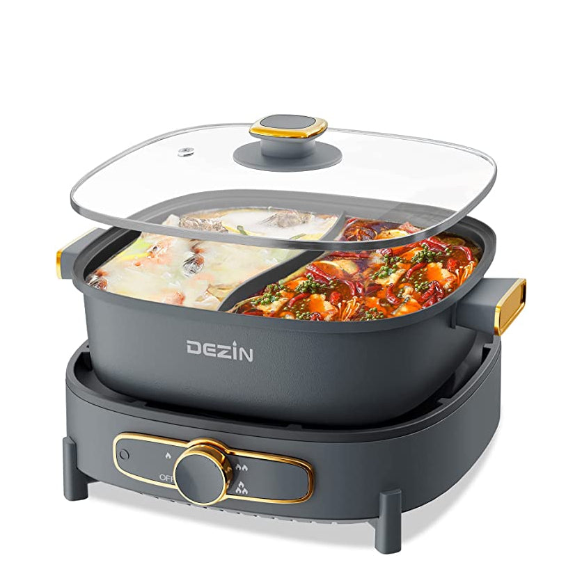 Dezin Electric Hot Pot with Divider, 5L Double-Flavor Shabu Shabu Hot –  Dezin Direct