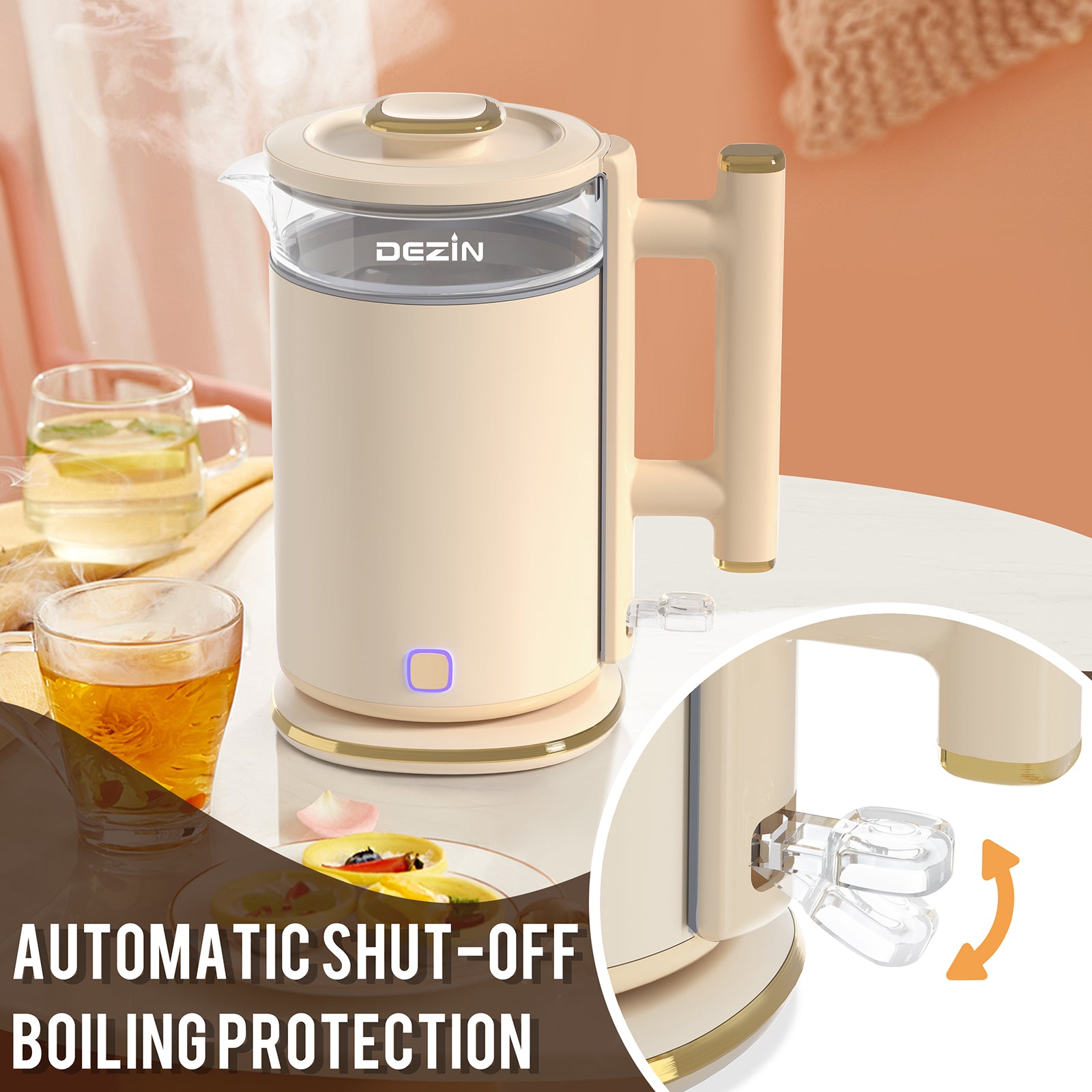  Dezin Electric Kettle with Keep Warm Function, BPA Free  Window-Glass Double Wall Design Electric Tea Kettle, Bicolor LED, 1.5L Hot  Water Kettle with Auto Shut-Off and Boil Dry Protection Tech: Home