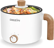 Load image into Gallery viewer, Dezin Electric Hot Pot with Steamer, 1.5L Non-stick Ramen Cooker, 2 in 1 Shabu Shabu Hot Pot, Multifunctional Cooker with Overheating Protection for Stew, Noodles (Egg Rack Included)
