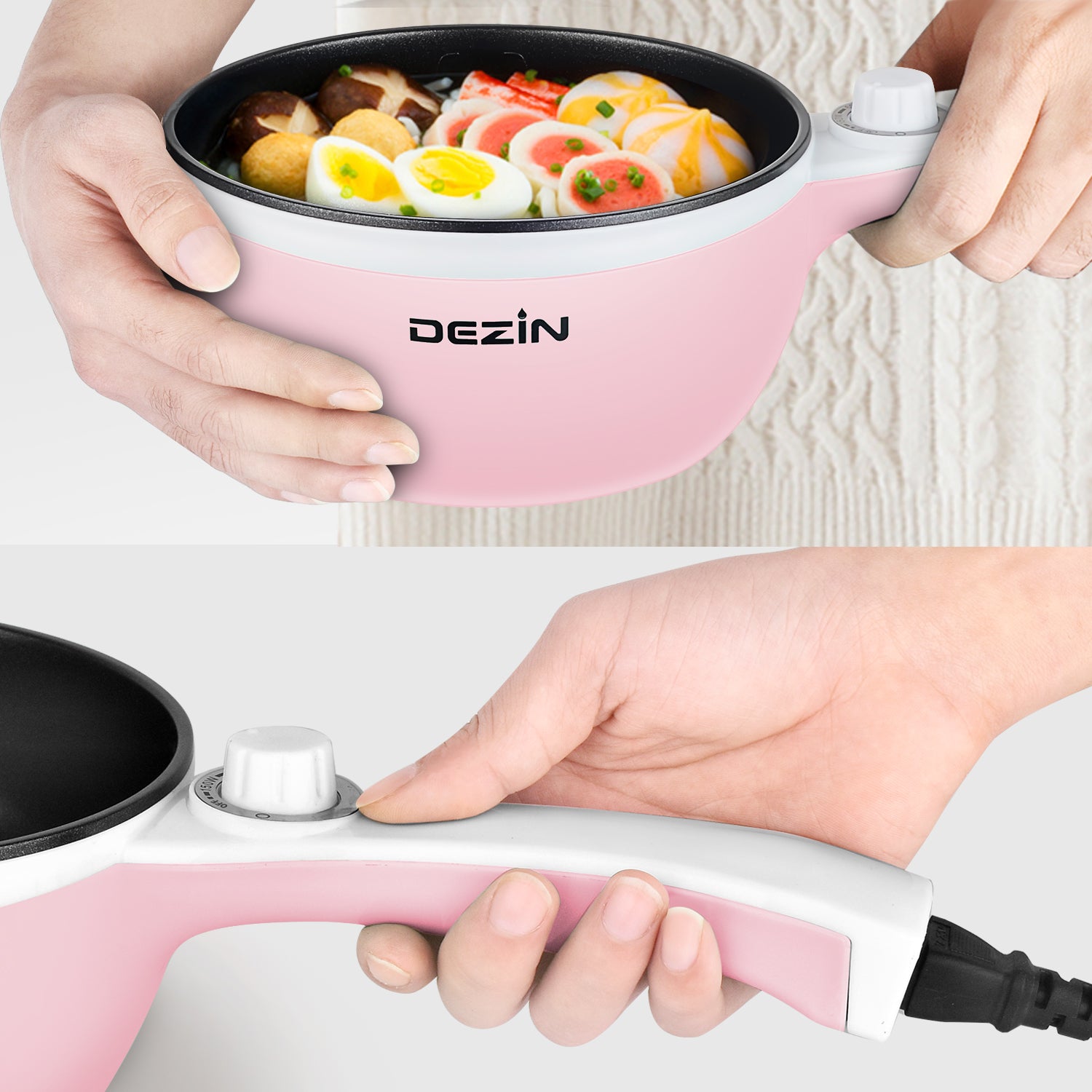 Dezin Electric Cooker, 1.5L Portable Ramen Cooker with Nonstick